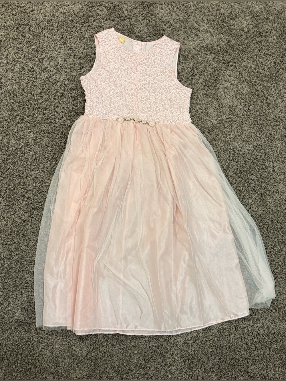 Light Pink Satin Textured Party Dress with tulle skirt, size XL